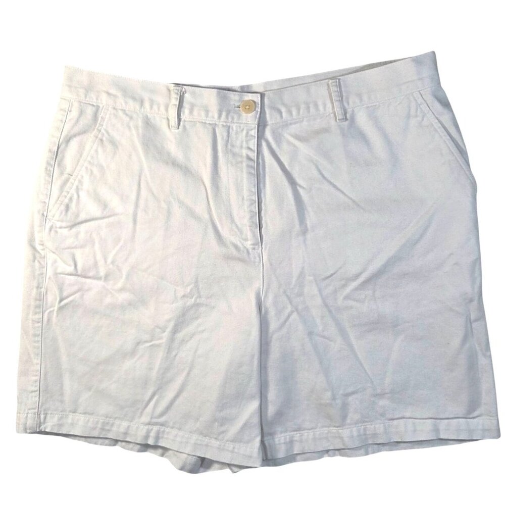 Lauren Ralph Lauren White High Rise Bermuda Chino Shorts Women's Plus Size 14